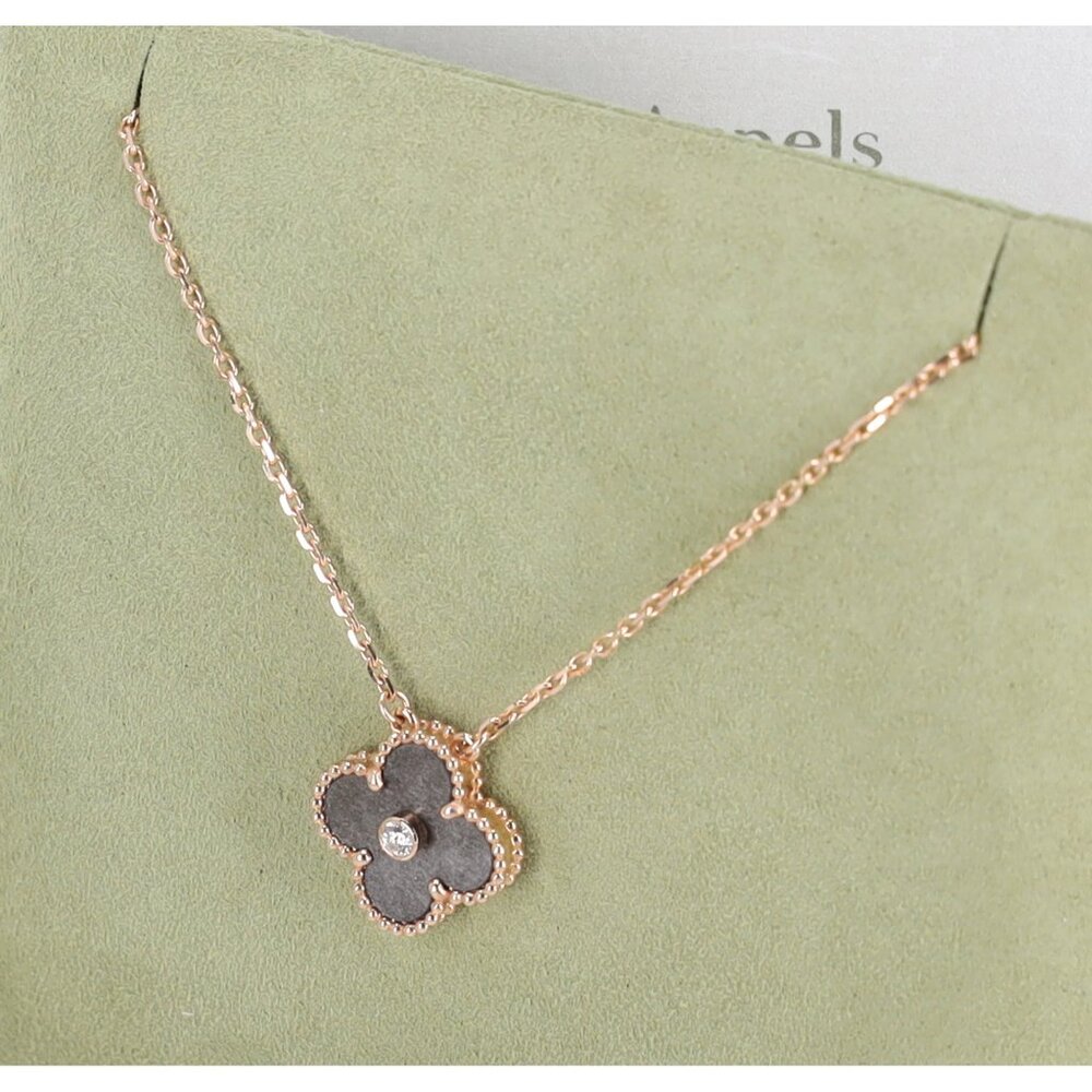 Van Cleef & Arpels Vintage Alhambra Necklace 2023 Holiday Pendant Grey 18K - Picture 6 of 8